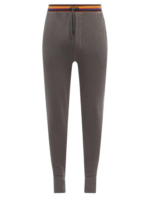 Mens Basics Paul Smith - Artist-stripe Cotton-jersey Pyjama Trousers - Mens - Grey