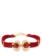 Matchesfashion.com Sonia Petroff - Aries Cabochon-embellished Rope Belt - Womens - Red Multi