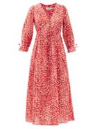Matchesfashion.com Cefinn - The Juniper Pansy Leopard-print Cotton Dress - Womens - Red