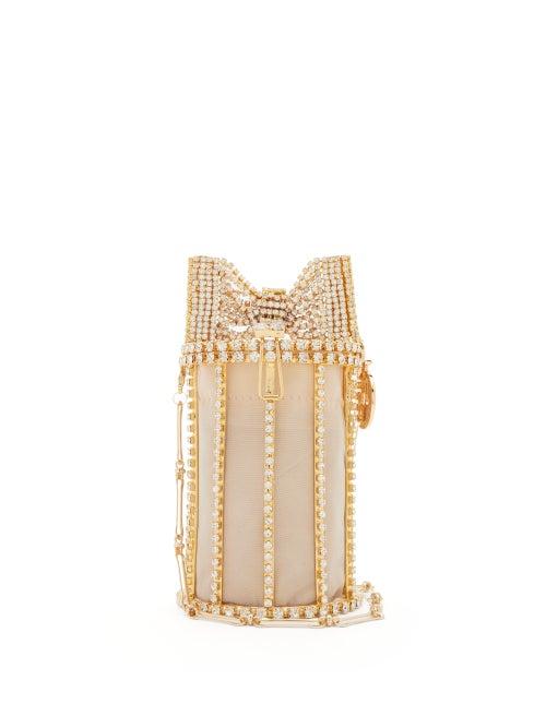 Matchesfashion.com Rosantica - Hippy Amelia Bow Crystal-embellished Shoulder Bag - Womens - Gold Multi