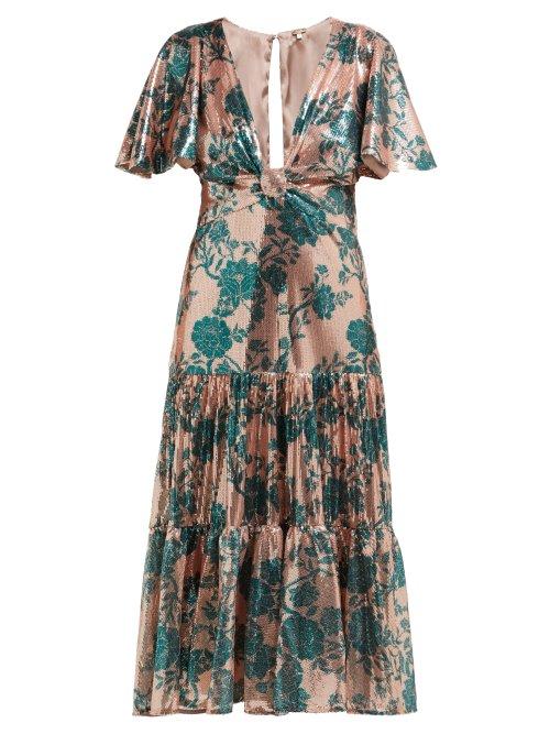 Matchesfashion.com Johanna Ortiz - Modern Day Muse Sequinned Midi Dress - Womens - Green Multi