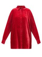 Gucci - Gg Devor-velvet Shirt - Womens - Red