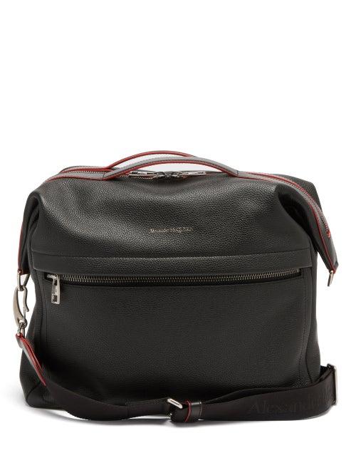 Matchesfashion.com Alexander Mcqueen - Logo-print Leather Messenger Bag - Mens - Black
