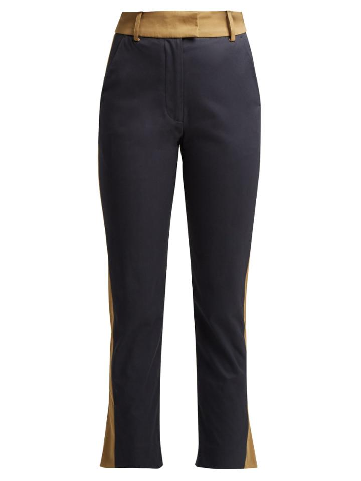 Palmer/harding Striped Stretch Cotton-twill Cropped Trousers