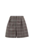 Matchesfashion.com Tibi - Gabe Checked Single-pleated Tailored Shorts - Womens - Grey Multi