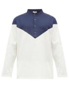 Matchesfashion.com P. Le Moult - Colour Block Jacquard Stripe Cotton Pyjama Shirt - Mens - White