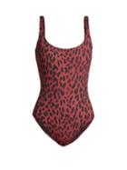 Matchesfashion.com On The Island - Gialos Leopard Print Swimsuit - Womens - Burgundy