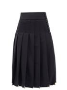 Matchesfashion.com Duncan - Felix High-rise Pleated Wool Midi Skirt - Womens - Navy