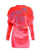 Matchesfashion.com Matty Bovan - Screen Printed Puff Sleeve Velvet Top - Womens - Pink