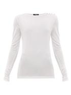 Matchesfashion.com Balmain - Buttoned Jersey T-shirt - Womens - White