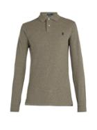 Matchesfashion.com Polo Ralph Lauren - Long Sleeved Cotton Piqu Polo Shirt - Mens - Dark Grey
