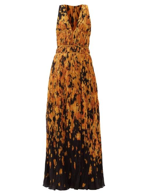 Matchesfashion.com Altuzarra - Layla Ikat Floral-print Ruched Crepe Gown - Womens - Yellow Print