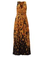 Matchesfashion.com Altuzarra - Layla Ikat Floral-print Ruched Crepe Gown - Womens - Yellow Print