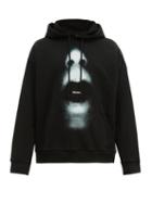 Matchesfashion.com Marcelo Burlon - Oversized Mouth Print Cotton Hooded Sweatshirt - Mens - Black Grey