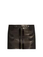 Matchesfashion.com Anthony Vaccarello - Leather Flame Wool Mini Skirt - Womens - Black
