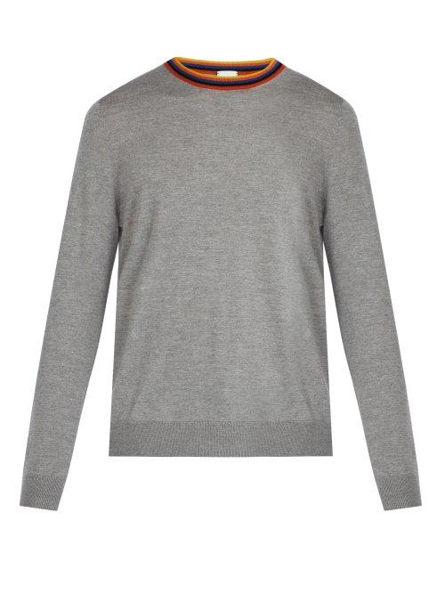 Matchesfashion.com Paul Smith - Artist Stripe Merino Wool Sweater - Mens - Light Grey