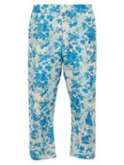 Matchesfashion.com By Walid - Hiro Cropped Floral Print Silk Trousers - Mens - Blue White