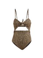 Matchesfashion.com Mara Hoffman - Kia Leopard Print Jacquard Swimsuit - Womens - Leopard