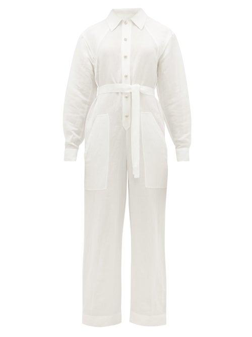 Matchesfashion.com Etro - Slubbed Linen-blend Poplin Boiler Suit - Womens - White