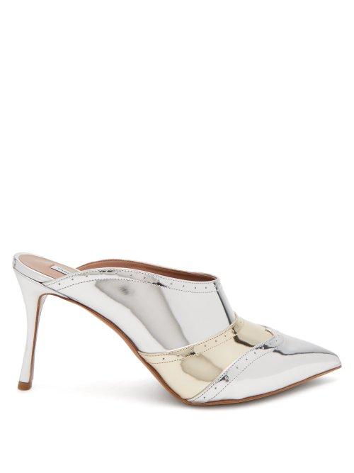 Matchesfashion.com Tabitha Simmons - Blade Brogue Detail Leather Mules - Womens - Silver