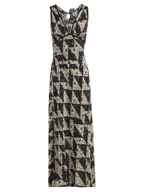 Matchesfashion.com Alexachung - Floral Tile Print Crepe Dress - Womens - Multi