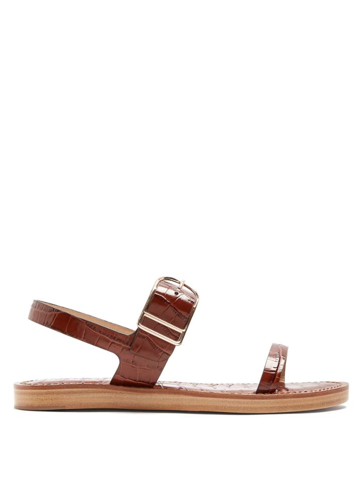 Gabriela Hearst Dunhill Crocodile-effect Leather Sandals