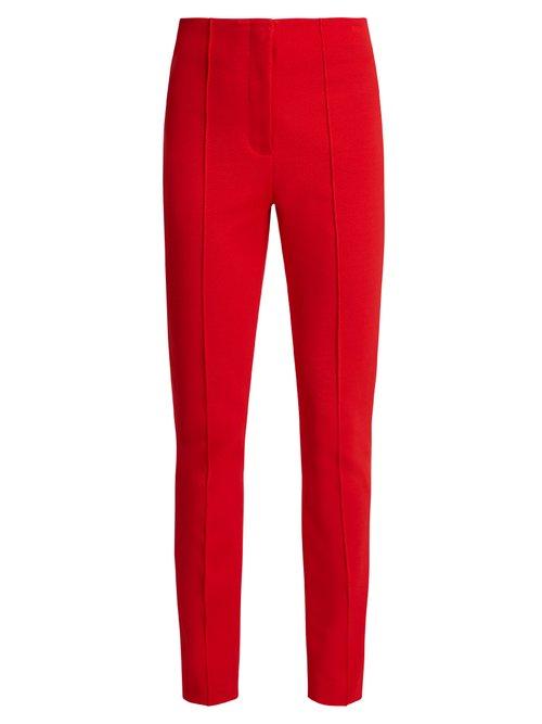 Matchesfashion.com Diane Von Furstenberg - High Rise Skinny Stretch Crepe Trousers - Womens - Red
