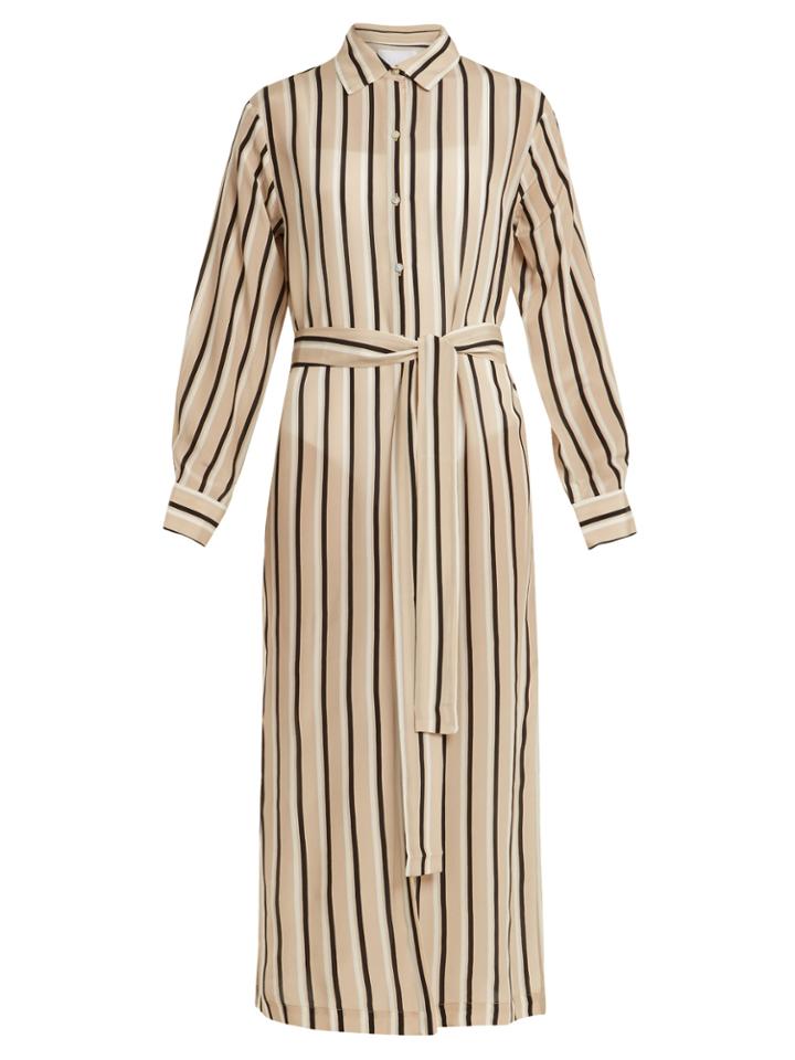 Asceno Point-collar Striped Silk-crepe Shirtdress