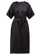 Matchesfashion.com Rochas - Osprey Silk Satin Midi Dress - Womens - Black