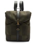 Matchesfashion.com Mismo - Check-jacquard Canvas & Leather Backpack - Mens - Dark Green
