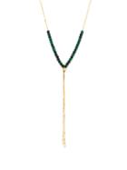 Matchesfashion.com Bottega Veneta - Malachite-beaded 18kt Gold-plated Silver Necklace - Mens - Green