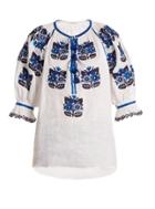 Vita Kin Bulgaria Floral-embroidered Linen Blouse