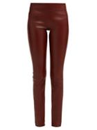 Matchesfashion.com The Row - Moto Mid Rise Leather Trousers - Womens - Burgundy
