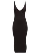 Matchesfashion.com Balmain - Back-zip Rib-knitted Midi Dress - Womens - Black