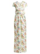 Matchesfashion.com Emilia Wickstead - Beatrice Floral Print Sateen Dress - Womens - Multi