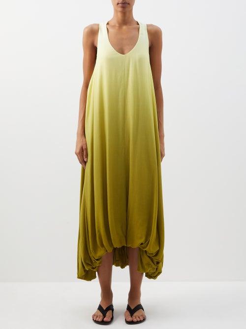 The Row - Copo Scoop-neck Ombr Voile Midi Dress - Womens - Yellow White