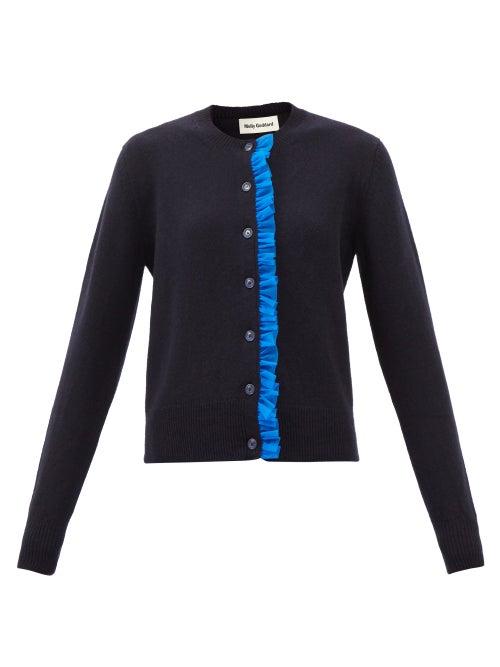 Molly Goddard - Portia Ruffled Wool Cardigan - Womens - Navy