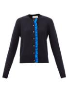 Molly Goddard - Portia Ruffled Wool Cardigan - Womens - Navy
