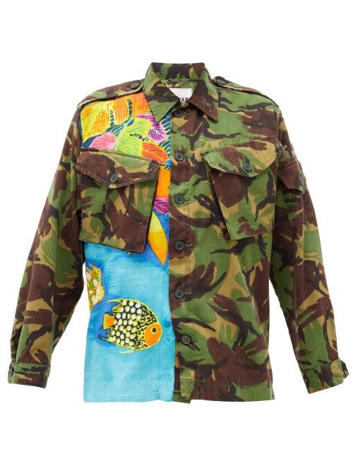 Matchesfashion.com Myar - Camouflage Hawaiian-print Cotton-blend Shirt - Womens - Green Multi