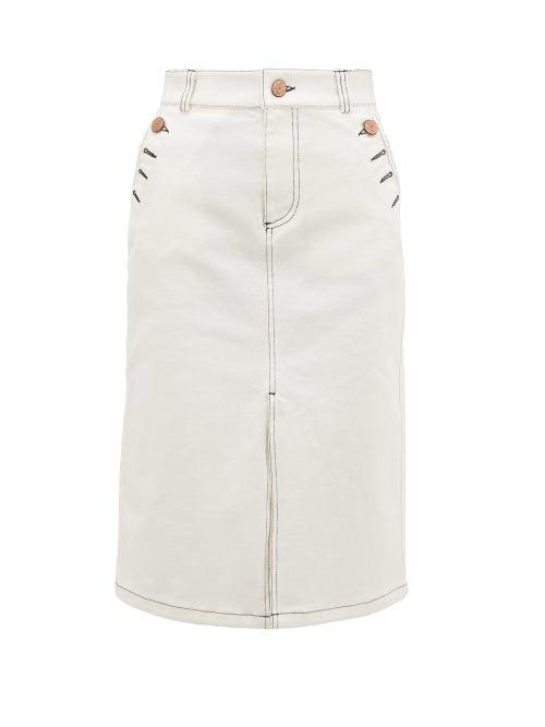 Matchesfashion.com See By Chlo - Topstitched Stretch Denim Skirt - Womens - Ivory