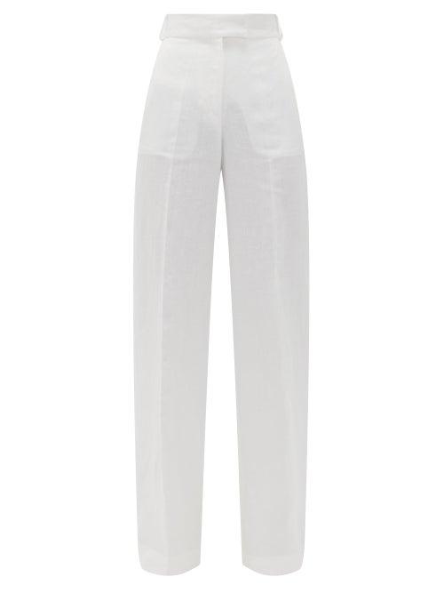 Matchesfashion.com Another Tomorrow - High-rise Organic-linen Wide-leg Trousers - Womens - White