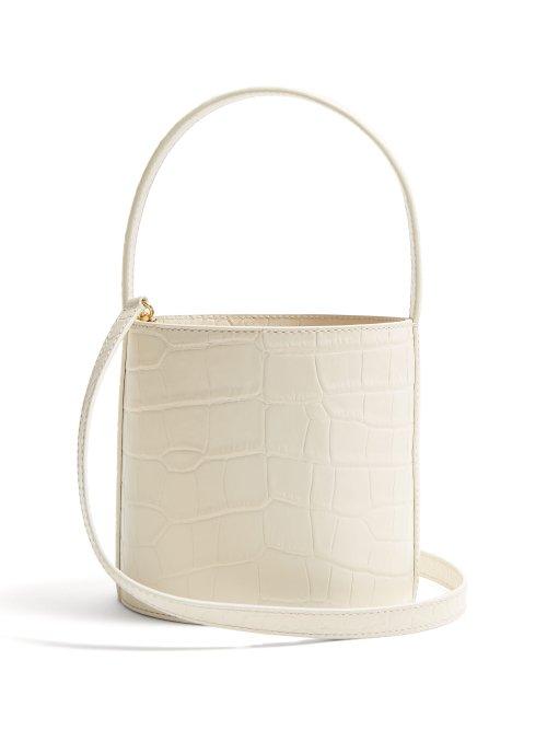 Matchesfashion.com Staud - Bissett Crocodile Effect Leather Bucket Bag - Womens - Cream
