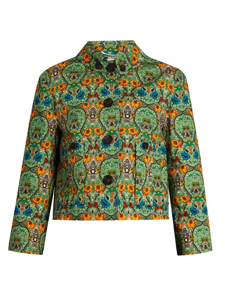 Miu Miu Agra-print Denim Jacket