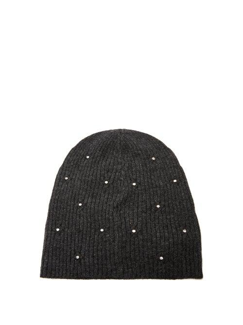 Matchesfashion.com Marc Jacobs - Crystal Embellished Wool Blend Beanie Hat - Womens - Grey