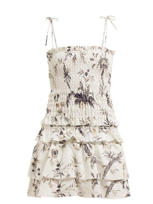 Matchesfashion.com Sir - Marle Floral Ruffle Mini Dress - Womens - White Multi