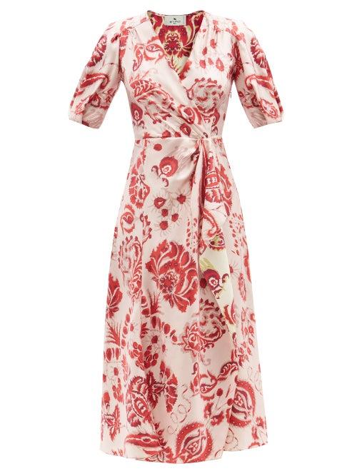 Etro - Carole Paisley-print Silk Wrap Dress - Womens - Red White