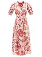 Etro - Carole Paisley-print Silk Wrap Dress - Womens - Red White