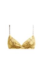 Matchesfashion.com Stella Mccartney - Timeless Snakeskin Print Triangle Bikini Top - Womens - Yellow Multi