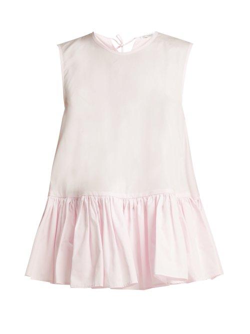 Matchesfashion.com Cecilie Bahnsen - Asta Ruffle Hem Cotton Top - Womens - Pink