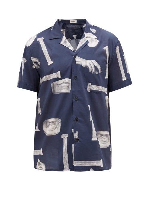Matchesfashion.com Commas - Colosseum-print Cotton Shirt - Mens - Navy Multi